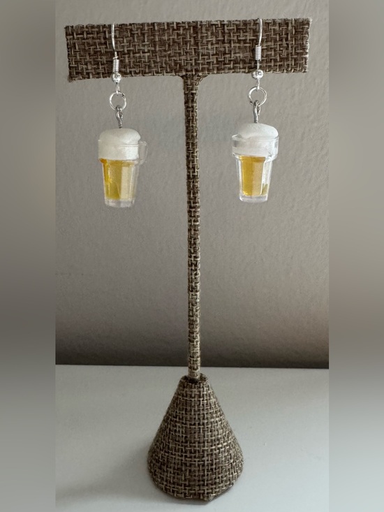 Handmade Jewelry - Beer Glass Dangle Earrings | Novelty Bar Statement Jewelry